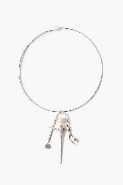 Dagger Collar Necklace Silver