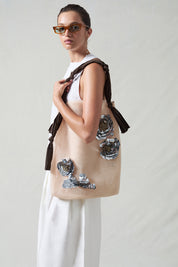 Mesh Net Sequin Tote Scallop
