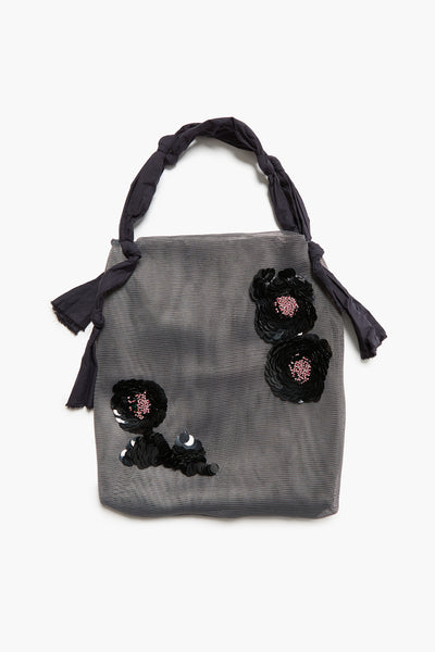 Mesh Net Sequin Tote Steel