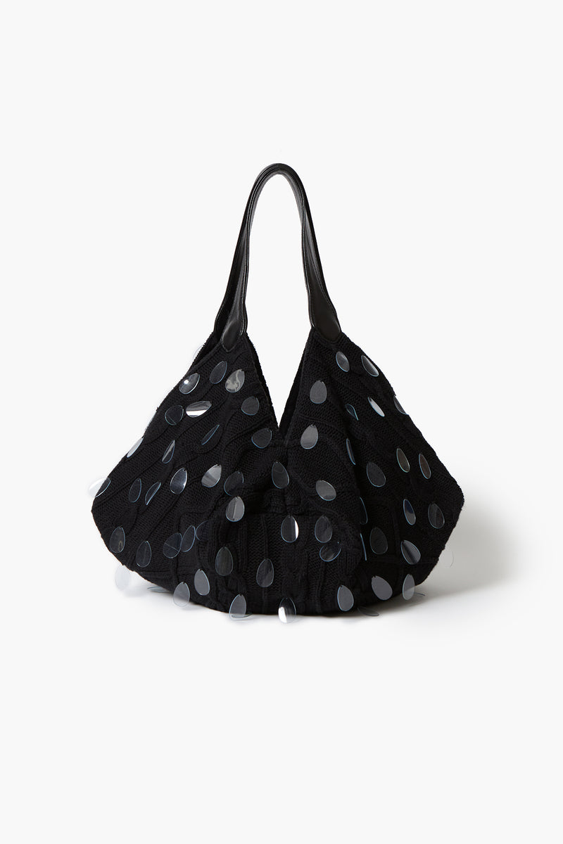 Fisherman Knit Lantern Bag Black