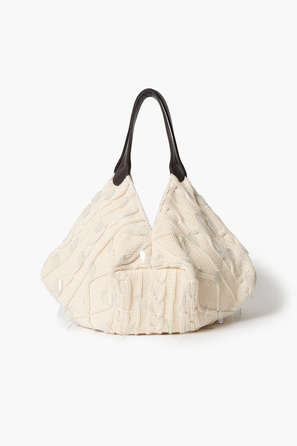 Fisherman Knit Lantern Bag Ivory