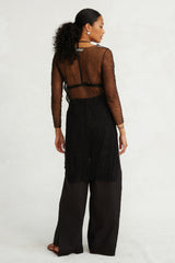 Luca Crinkle Mesh Blouse Caviar