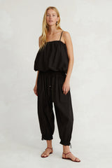 Balloon Poplin Top Caviar