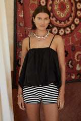 Balloon Poplin Top Caviar