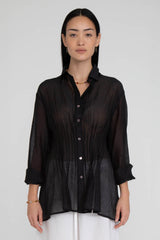 Allison Pintucked Blouse Caviar