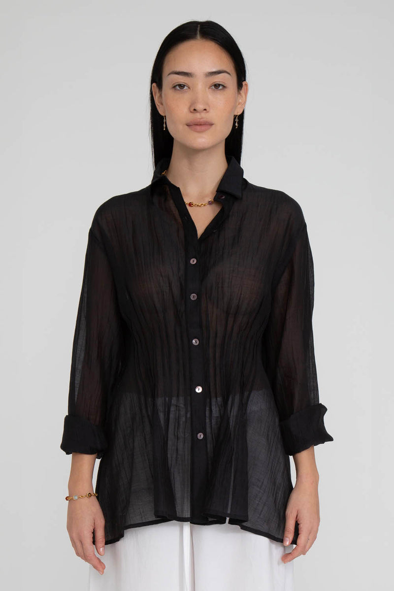 Allison Pintucked Blouse Caviar