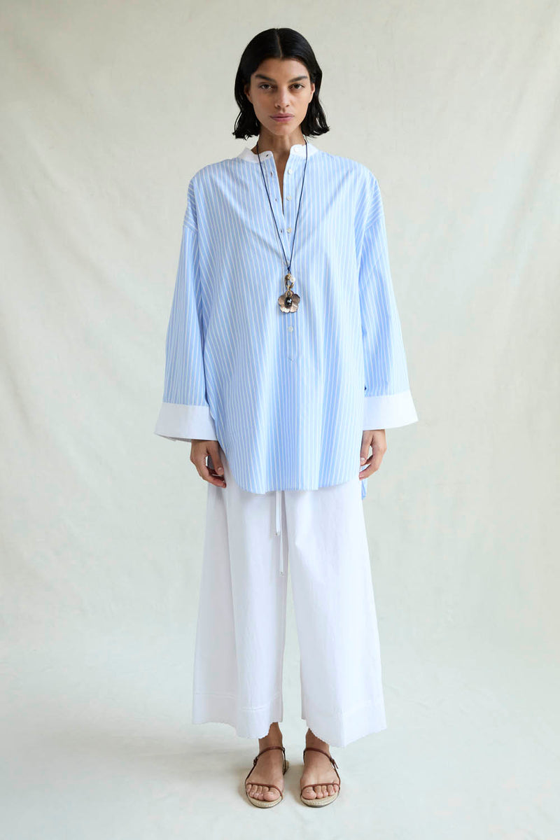 Falling Flower Tunic Blue Stripe