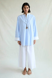 Falling Flower Tunic Blue Stripe