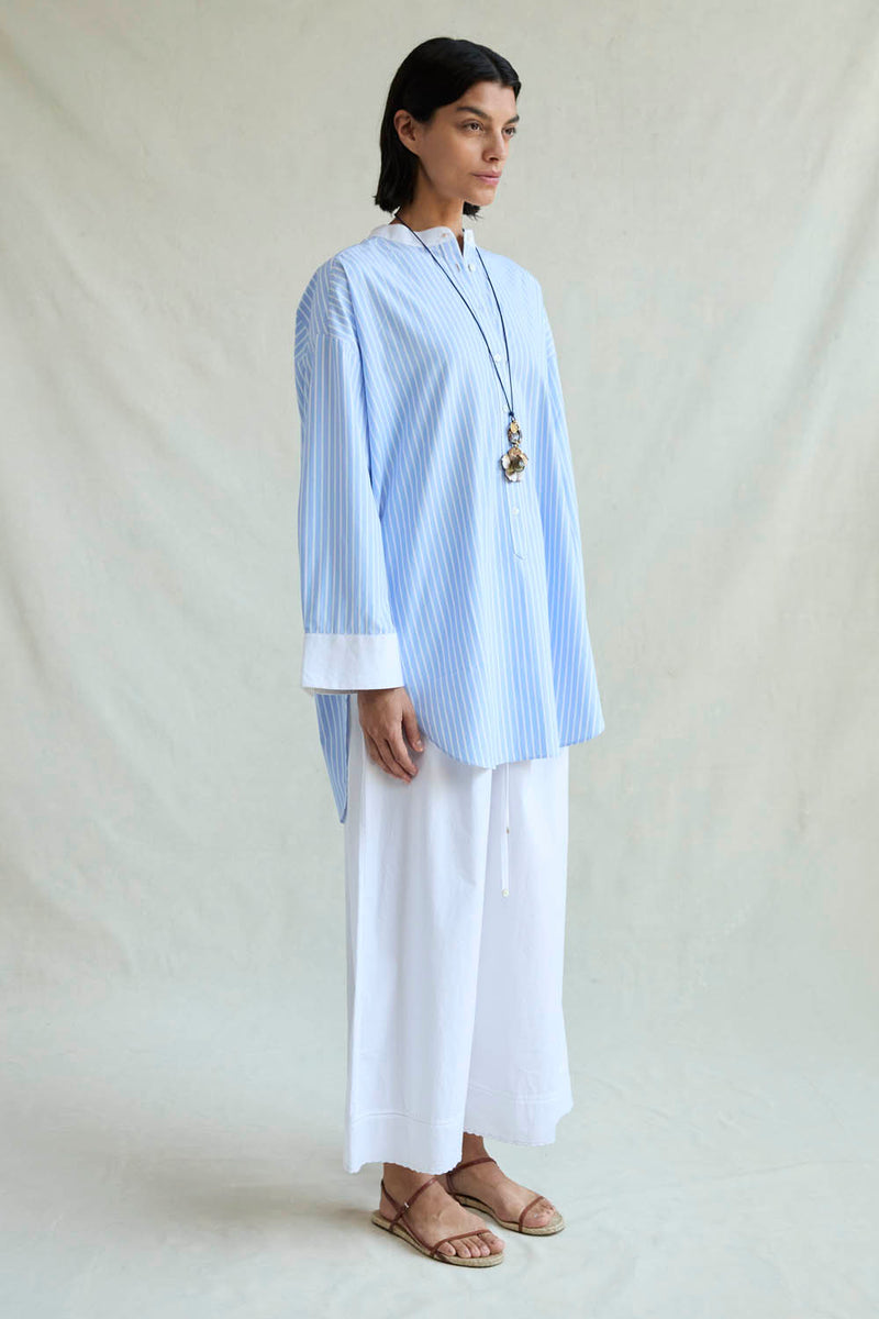 Falling Flower Tunic Blue Stripe
