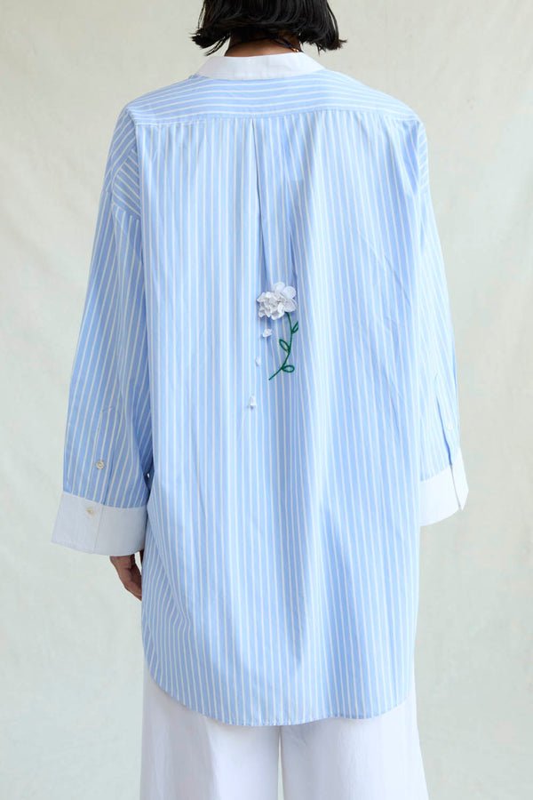 Falling Flower Tunic Blue Stripe