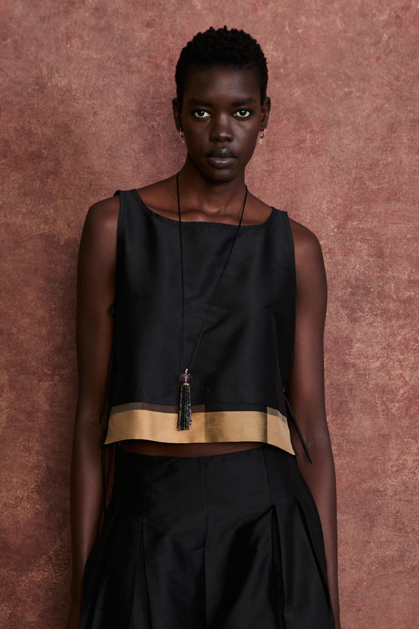 Gigi Silk Tank Top Black