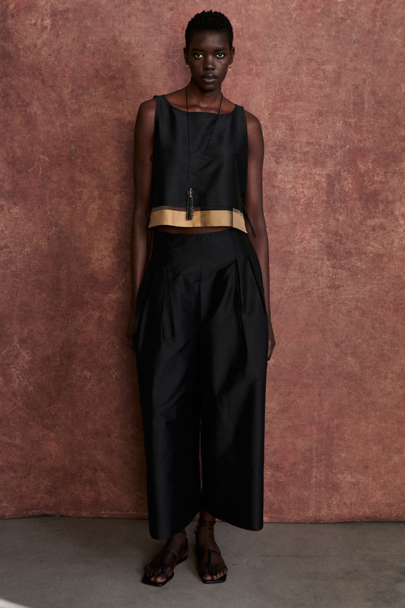 Gigi Silk Tank Top Black
