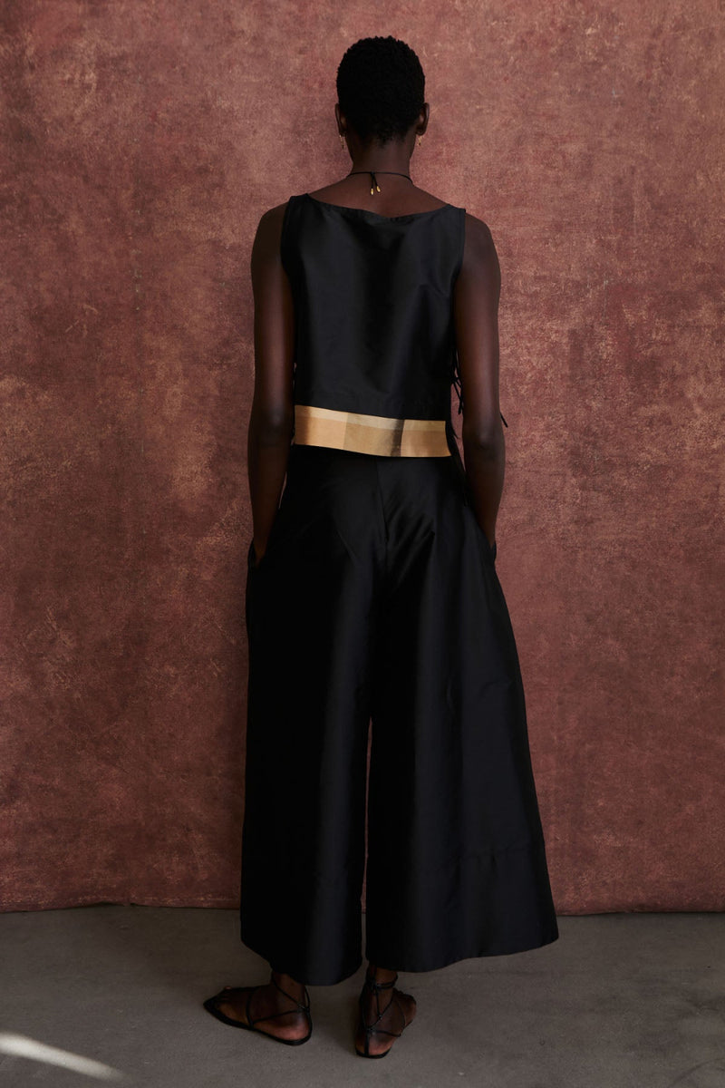 Gigi Silk Tank Top Black