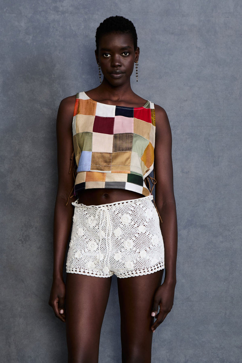 Gigi Silk Tank Top Patchwork