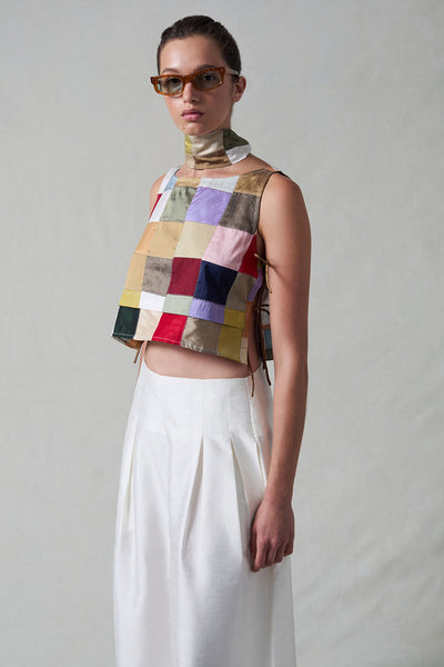 Gigi Silk Tank Top Patchwork