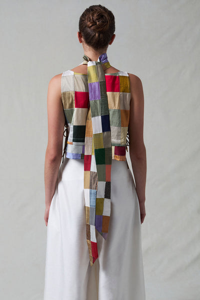 Gigi Silk Tank Top Patchwork