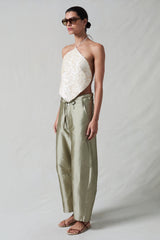 Shell Button Halter Top Natural