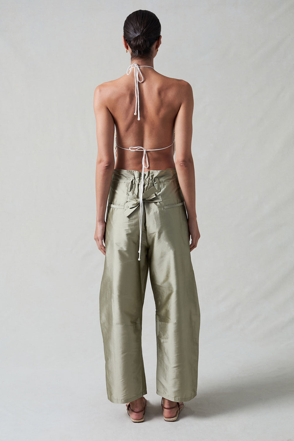 Shell Button Backless Halter Top Natural