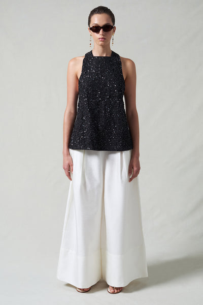 Sequin Apron Top Black