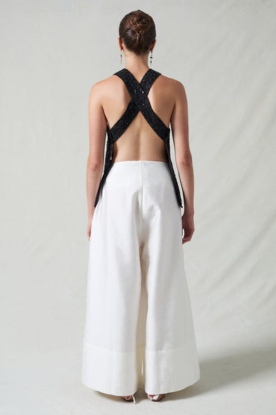 Sequin Apron Top Black