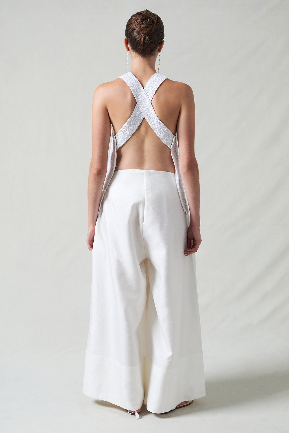 Sequin Apron Top White