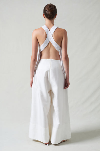 Sequin Apron Top White