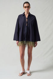 Shoelace Feather Shirt Midnight Navy