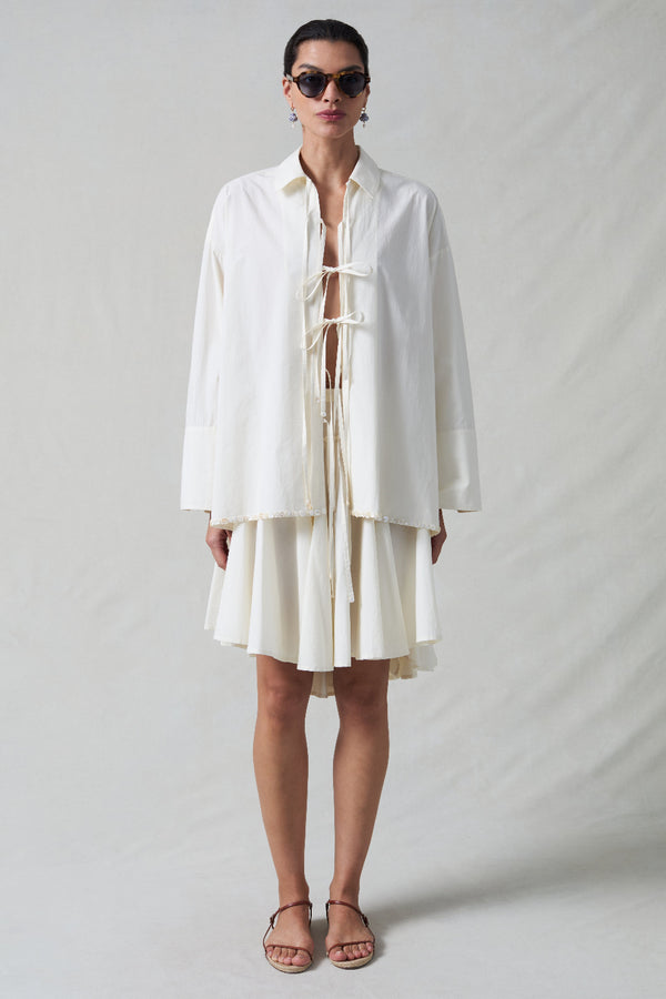Shell Button Shoelace Shirt Ivory