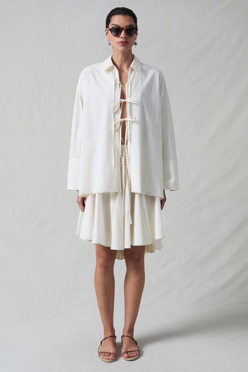 Shell Button Shoelace Shirt Ivory