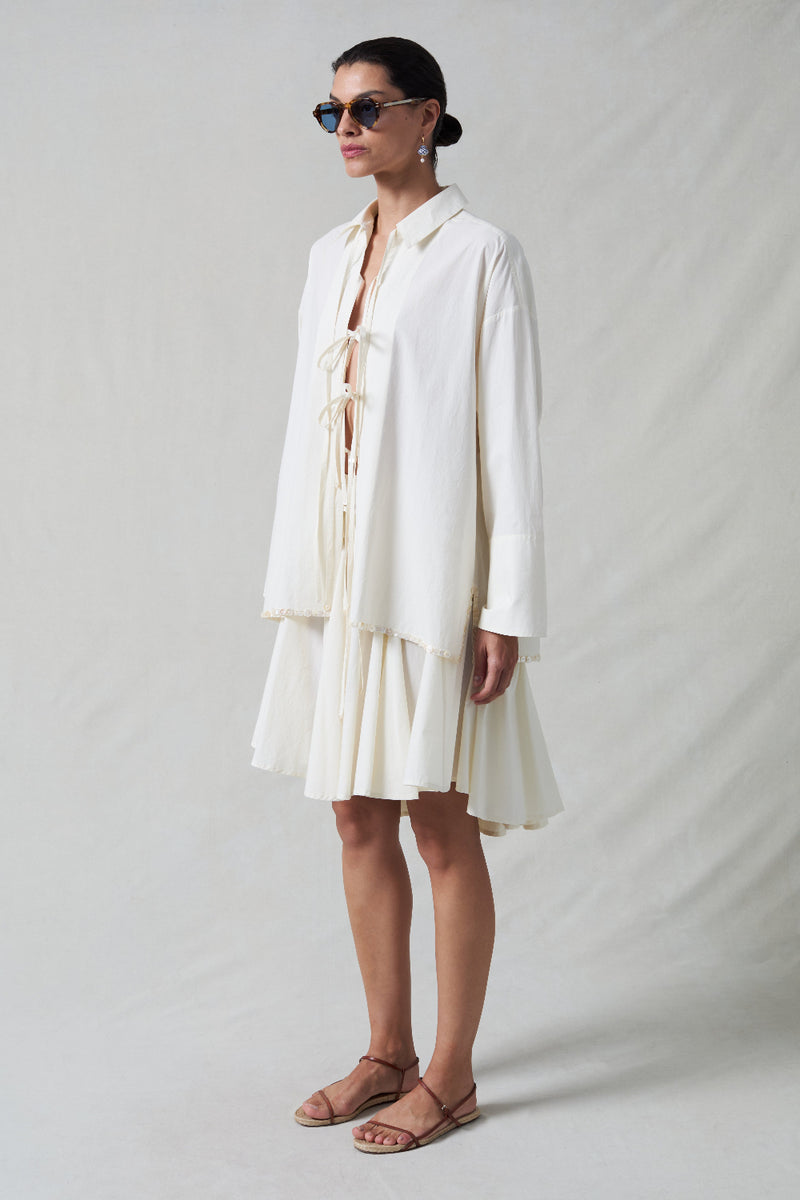 Shell Button Shoelace Shirt Ivory