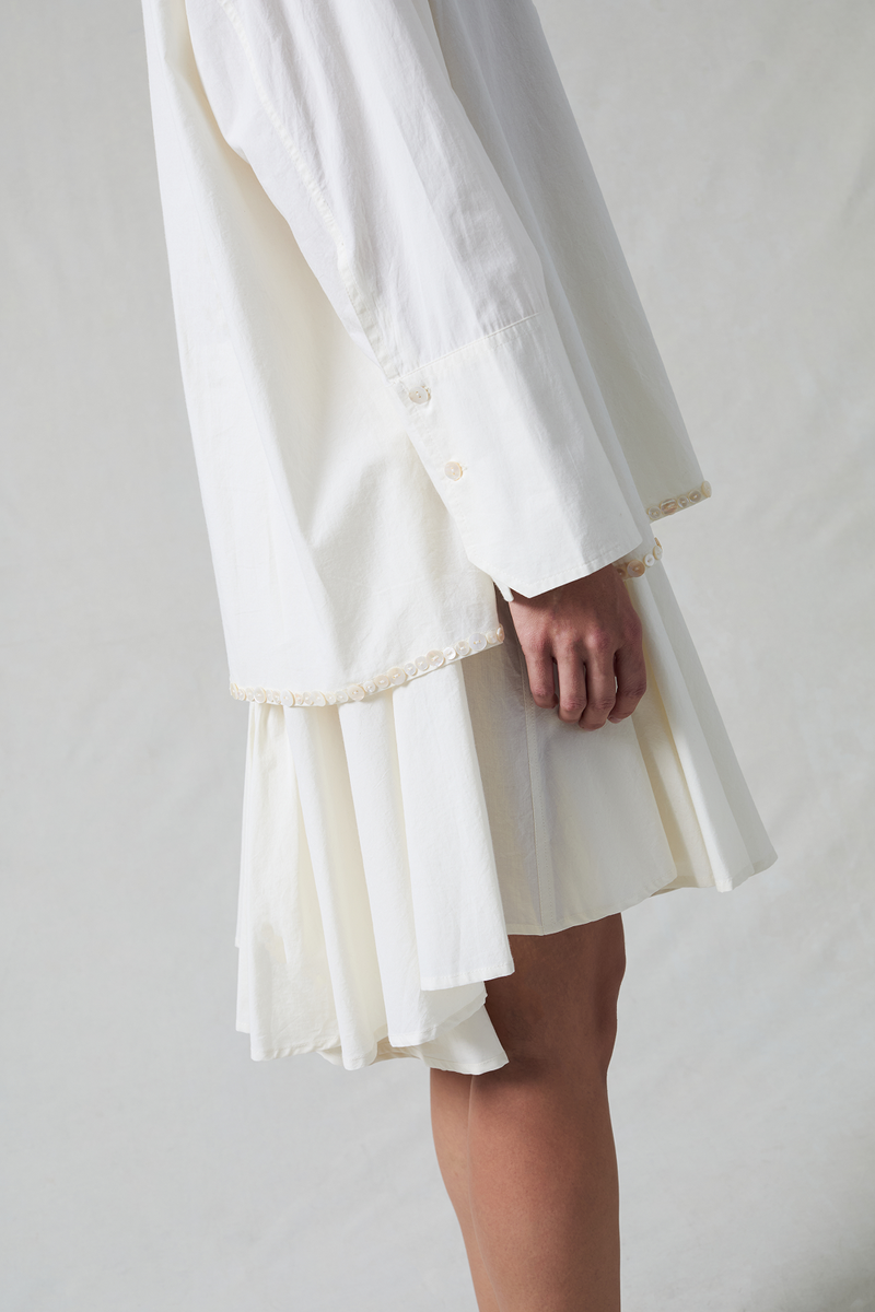 Shell Button Shoelace Shirt Ivory