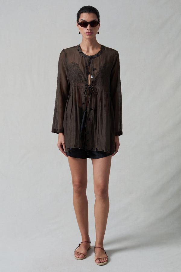 Sequin Tear Drop Blouse Earth