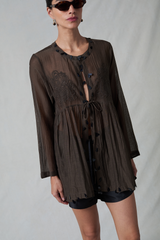 Sequin Tear Drop Blouse Earth