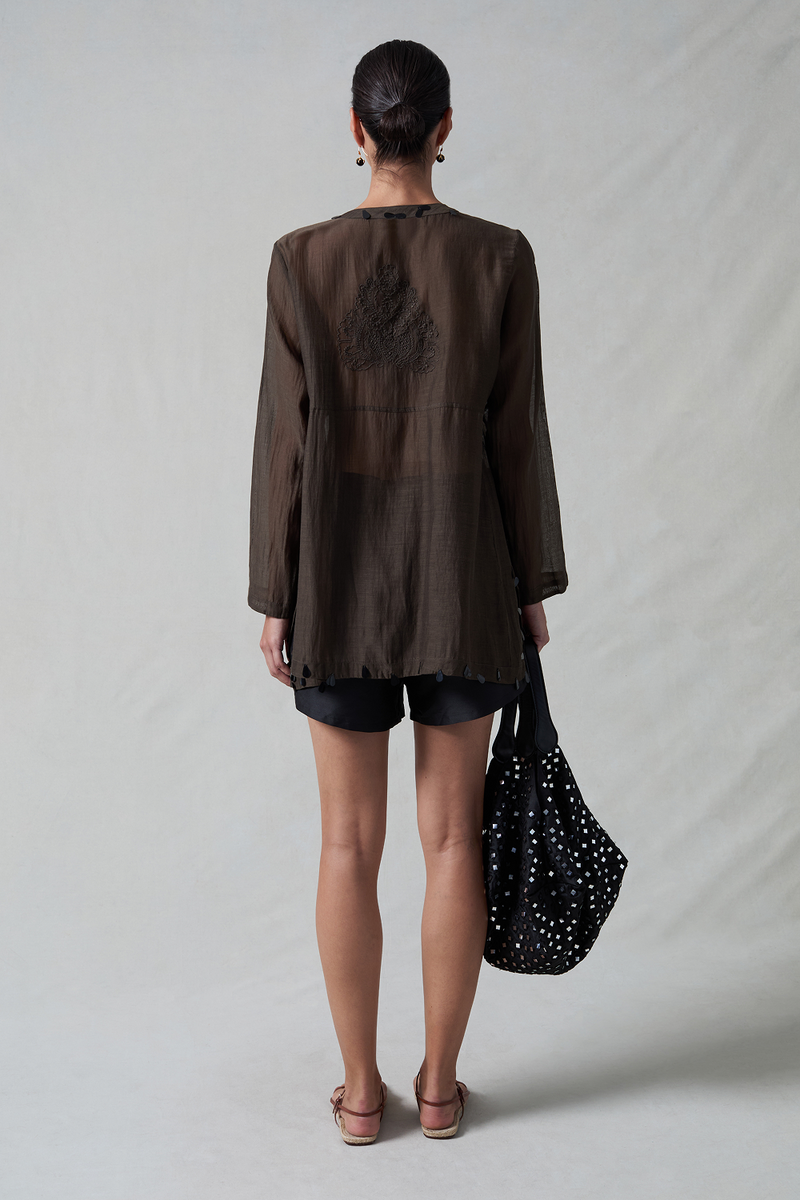 Sequin Tear Drop Blouse Earth