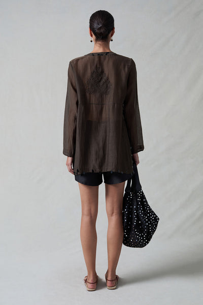 Sequin Tear Drop Blouse Earth