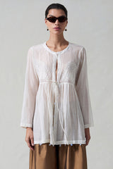 Sequin Tear Drop Blouse Ivory