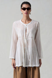 Sequin Tear Drop Blouse Ivory