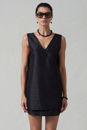 Exaggerated Dupioni Tank Black