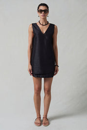 Exaggerated Dupioni Tank Black