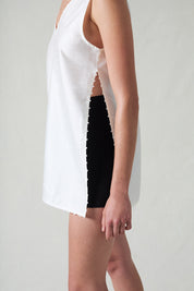 Exaggerated Dupioni Tank White