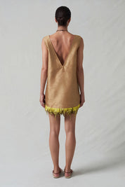 Feather Dupioni Tank Camel