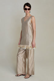 Tangled Yarn Dupioni Tank Taupe