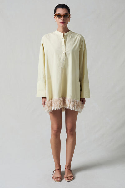 Tangled Yarn Fringe Tunic Translucent Green