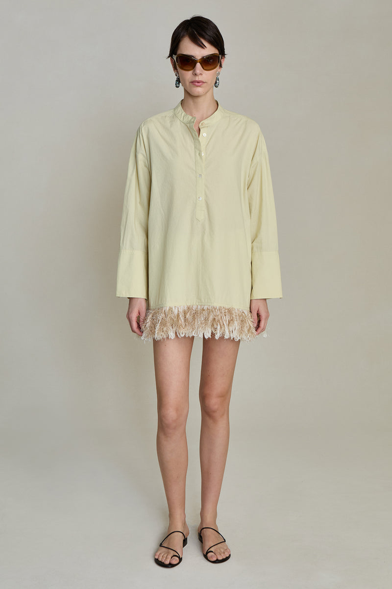 Tangled Yarn Fringe Tunic Translucent Green