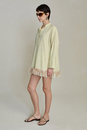 Tangled Yarn Fringe Tunic Translucent Green