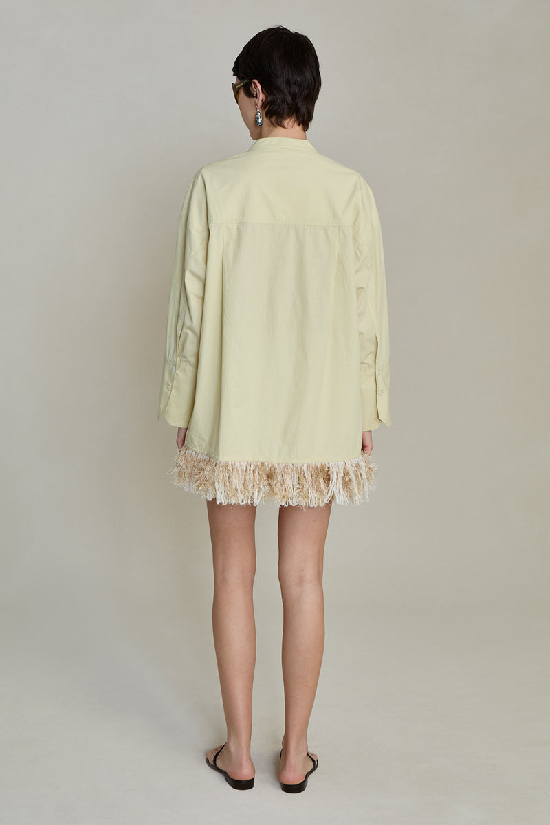 Tangled Yarn Fringe Tunic Translucent Green