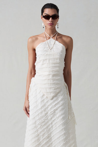 Million Strip Napkin Halter Top Natural