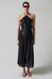 Napkin Dupioni Halter Top Black