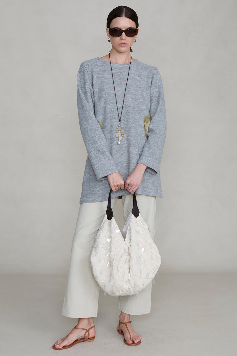 Fisherman Knit Lantern Bag Ivory