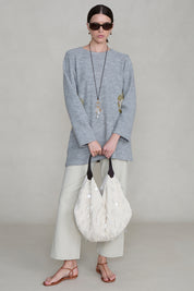 Fisherman Knit Lantern Bag Ivory